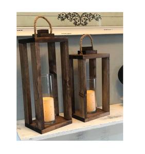 Linterna de vela de madera y vidrio de diseño de alta calidad para decoraciones del hogar y decoraciones de jardín - Product Image 3