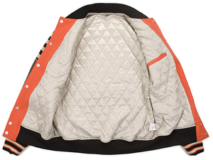 เสื้อแจ็กเก็ตเบสบอลวิทยาลัยสำหรับผู้ชายเสื้อแจ็กเก็ตบอมเบอร์แจ็คเก็ตแขนหนังมีตัวอักษรเลตเทอร์แมนขายส่ง - Product Image 3