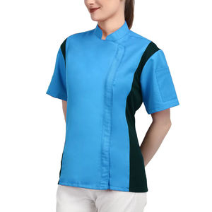 Chaqueta de abrigo de Chef profesional para mujer, cremallera, manga larga, malla lateral, poliéster/algodón, logotipo personalizado, restauración culinaria, restaurantes, bares - Product Image 1