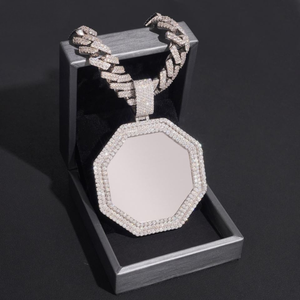 Colgante Octagonal de Moissanita en Blanco, Colgante Personalizado con Incrustaciones, Color D VVS, Collar Hip Hop, Plata 925, Grabado de Logotipo, OEM, Venta al por Mayor - Product Image 6