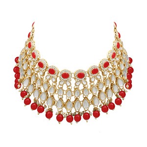 Ensemble de colliers ras du cou Kundan ronds délicats - Product Image 4