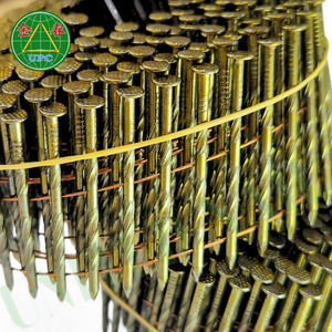 Clous en bobine 1-1/4 "14000 pièces pour palette avec fil de fer OEM 15-16 degrés, revêtement de couleur jaune, anneau/tige lisse/vis - Product Image 3