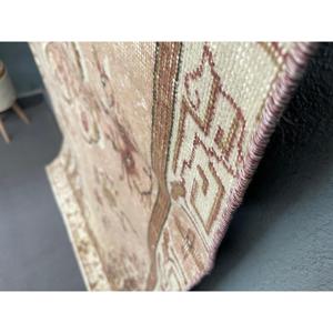 Vintage Turkish Rug 3.4x6.4 ft, <b>Brown</b> Accent Polka dot <b>Wool</b> Rug - Product Image 3