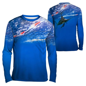 Camisa de pesca de manga larga con estampado de sublimación personalizado para hombre, camisa de pesca con estampado de logotipo personalizado para hombre, servicio OEM - Product Image 3