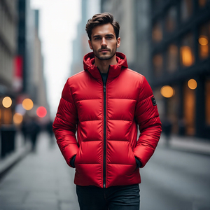 Vêtements d'extérieur pour hommes Vestes bouffantes décontractées col montant avant Logo coupe-vent respirant automne hiver vêtements d'extérieur bouffants chauds - Product Image 6