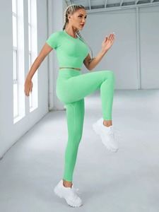 Gran oferta 2025, conjuntos de Yoga para gimnasio y Fitness para mujer, conjunto de Yoga de dos piezas para mujer, conjuntos de mallas de Yoga de nailon de LICRA para entrenamiento - Product Image 3