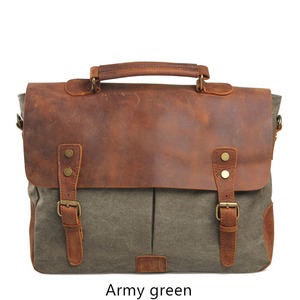 Messenger Bag Vintage Leather Canvas Briefcase Shoulder Crossbody Bag Laptop <b>Men</b> <b>Satchel</b> Gift for Him CLB-0002 - Product Image 6