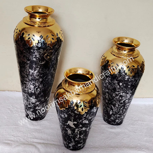 Bulk Rustic Metal <b>Tall</b> Flower Vase with Enamel Print Elegant Floor Vase for Wedding <b>Tables</b> and Home Decor - Product Image 6