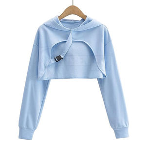 Womens fleece fabric winter coat hoodie breathable <b>stand</b> collar hoodie for casual wear - Product Image 6