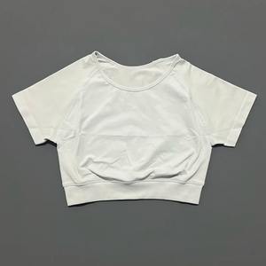 Haut court femmes à manches courtes Yoga haut chemises léger Gym haut court sans couture sport chemise cyclisme respirant - Product Image 5