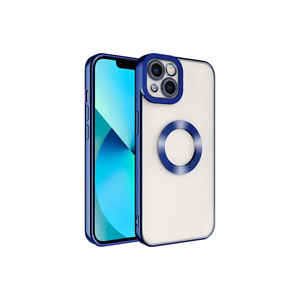 Coque arrière en silicone antichoc de luxe MSRA Omega pour iPhone 14 Plus avec logo électroplaqué et protection de l'appareil photo, compatible 13 Pro Max - Product Image 1