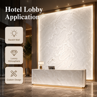 Panneau en onyx artificiel translucide blanc neige, pierre polie rétroéclairée pour la décoration des murs et des plafonds, panneau mural translucide