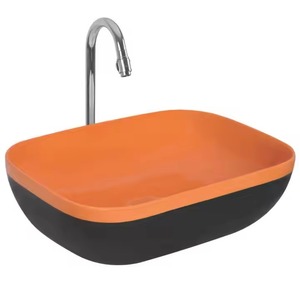 Lavabo de cerámica con encimera azul redondo Lavabo de mármol de cerámica de gama alta Lavabo de baño Encimera de mano - Product Image 2