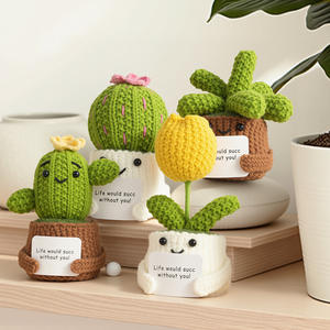 Vente en gros de poupées cactus en laine faites à la main, artisanat tricoté artisanal du Vietnam, cactus en pot doux pour la décoration de la maison et les cadeaux - Product Image 3