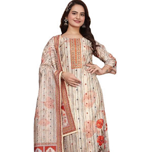 Heavy Digital Silk Embroidery Multi Color Quick Dry Casual All Seasons Silk Dupatta Set <b>Kurtis</b> for Wholesale - Product Image 1