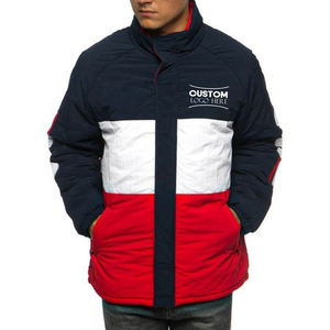 Veste bouffante souple coupe-vent pour hommes, col montant, mode hivernale, couleur bloquée, fermeture éclair, haute qualité - Product Image 5