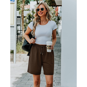 Meilleures ventes de Shorts en polaire pour femmes, Shorts de gymnastique décontractés de couleur grise pour femmes - Product Image 4