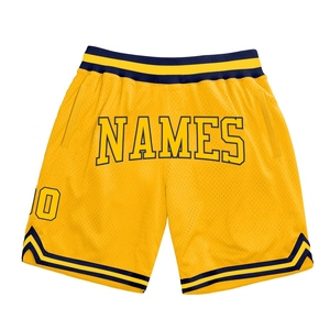 Shorts de basketball personnalisés Industrie Direct, or et bleu marine, style rétro authentique - Product Image 1