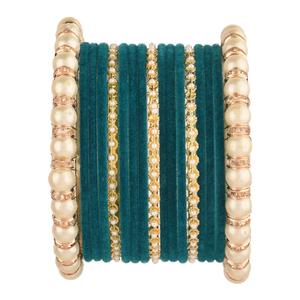 Brazaletes de terciopelo de alta calidad, pulsera de perlas de imitación, brazalete, joyería nupcial de boda para mujer, fabricante de joyería India para exportación - Product Image 1