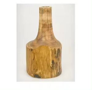 Decoración navideña y festiva de diseño único de la mejor calidad a granel a precio barato Florero de color natural de madera con mango - Product Image 1