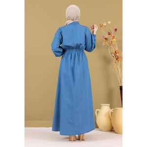 Vestido Casual de Mezclilla Azul Claro MSW19240-1 con Cintura Elástica con Cierre -MSW19240-1 - Product Image 4