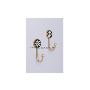 Juego de 2 ganchos y colgadores montados en la pared de latón y Metal de trabajo de nácar, ganchos de decoración del hogar de forma personalizada de Calidad exclusiva - Product Image 1