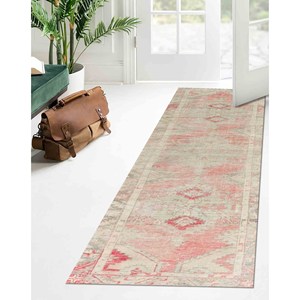 Alfombra de pasillo turca rosa: diseño anatólico impreso antideslizante, alfombra de chenilla - Product Image 2