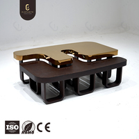 Leichter Luxus Double F Design Center Tisch Hochwertiger Edelstahls piegel Modernes Wohnzimmer Low Combination Couch tisch