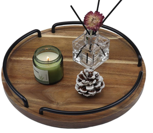 Acacia Wooden <b>Platter</b> and Plates Customized Dessert <b>Platter</b> for Restaurant Kitchen Decorative Rounded Tray Wholesale Exporter - Product Image 3