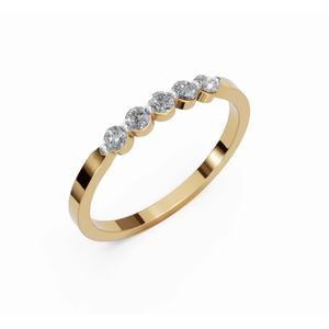 Anillo Apilable de Cinco Diamantes Gabnidine de Primera Calidad, Corte Redondo, 0.250 Ct, Oro de 9, 14 y 18 Quilates, Proveedor Mayorista OEM - Product Image 5