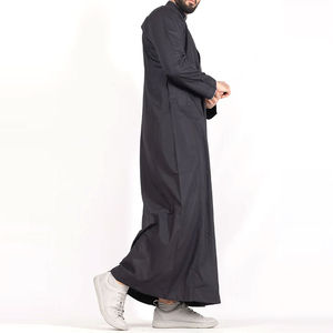 Kaftan Jubbah Thobe pour homme, couleur unie, vêtements arabes Daffah, vêtements islamiques pour adultes, Thobe musulman à vendre, léger, service OEM - Product Image 3