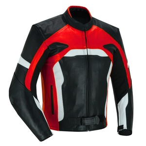 Chaqueta de motociclismo de cuero negro/azul/blanco de piel auténtica para hombre, protecciones CE, chaqueta de moto de carreras para hombre - Product Image 5