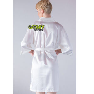 Haute qualité broderie lettre mariée Satin peignoir et demoiselle d'honneur Robes de soie femmes robe de mariée robe de mariée - Product Image 4