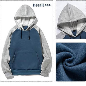 Sudaderas con capucha para hombre Sudadera con capucha de gran tamaño para hombre Casual Cremallera Empalme Sudadera térmica de gran tamaño Sudaderas con capucha para hombre Poliéster Azul - Product Image 5