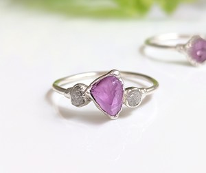 Raw Purple Amethyst Gemstone in 925 Sterling Silver Fancy Shape Amethyst With Zircon Special Gift for Women on Special Festival - Product Image 2