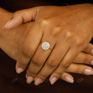 แหวนหมั้นเดซี่คลัสเตอร์สีทองลายพระอาทิตย์ของผู้หญิงสำหรับงานแต่งงานค็อกเทล - Product Image 6