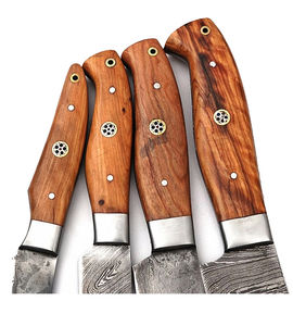 Juego de Cuchillos de Chef Burraq de 4 Piezas, Hechos a Mano con Acero de Damasco, Mango de Madera, Profesionales, Ambidiestros, Modernos, Aptos para Lavavajillas - Product Image 2