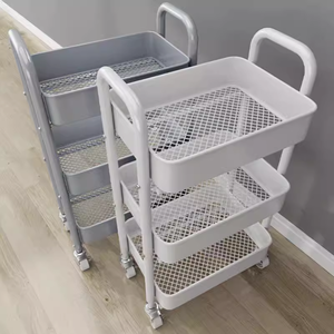 Chariot utilitaire roulant à 3 niveaux <span class=keywords><strong>avec</strong></span> <span class=keywords><strong>tiroir</strong></span> Organisateur de rangement multifonctionnel <span class=keywords><strong>avec</strong></span> étagère et roues en métal pour cuisine, salon - Product Image 3