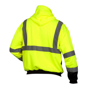 Meilleure qualité 100% coton solide respirant sweat à capuche de sécurité pour hommes hiver avec fermeture éclair conception haute visibilité prix de gros - Product Image 2