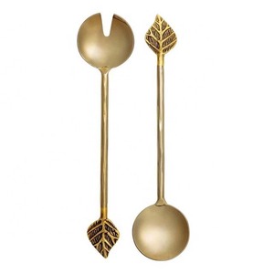Brass Long Slim Design <b>Serving</b> <b>Spoon</b> and Fork Set with Silver Plated Personal Metal Handle Fork and <b>Spoon</b> New Style - Product Image 6