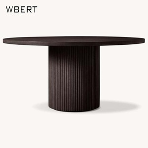Wbert Bắc Âu wabi-sabi bàn gỗ rắn tròn hiện đại đơn giản màu nâu bàn ăn pháp retro bàn tròn - Product Image 4