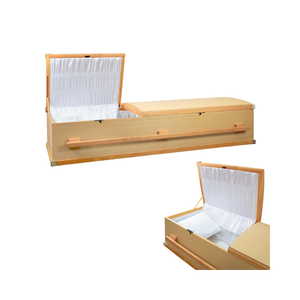 DSP LTD Vietnam-conçu en bois naturel Style américain pliable couvercle en arc poignée cercueil adulte fournitures funéraires sépultures européennes - Product Image 6