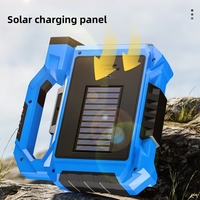 Projecteur LED Solaire d'Urgence IP65 Rechargeable USB, Portable et Mobile pour Extérieur, Camping, Sol, et Lumières Musicales
