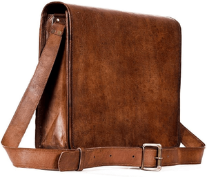 Genuine Leather Crossbody <b>Bag</b> Unisex Real Brown Briefcase for Office School College Messenger Shoulder <b>Laptop</b> Side <b>Bag</b> - Product Image 1
