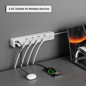 ปลั๊กพ่วง XR-EU-<span class=keywords><strong>A4U</strong></span> 4 ช่องเสียบ 2 พอร์ต USB-C 2 พอร์ต USB-A รองรับ PD20W QC18W กำลังไฟ 2500W พร้อมระบบป้องกันไฟเกิน สำหรับใช้ในบ้านและสำนักงาน - Product Image 2