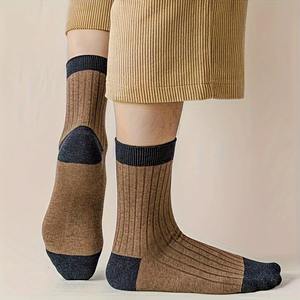 5 paires de chaussettes pour hommes, respirantes, confortables, décontractées, à la cheville, bloc de couleurs, douces, absorbant la sueur, de haute qualité, à la mode - Product Image 4