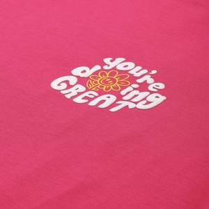 Tipografía Puff Impreso Drop-Shoulder Sleeves Camiseta de palangre de algodón puro para mujer Camiseta de gran tamaño hecha en la India - Product Image 2