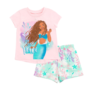 Conjunto de 2 Piezas de Verano para Bebés Niñas, Diseño Personalizado, Calidad Premium, 100% Algodón Tejido, Transpirable, Estampado, Cuello Redondo, Manga Corta - Product Image 3