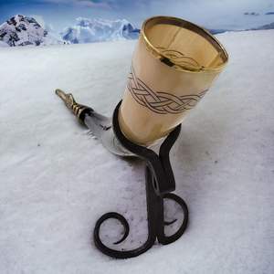 เขาควายสำหรับดื่มแบบคลาสสิกพร้อมขาตั้งโลหะ  เขาควายสำหรับดื่มแบบวิกิ้งพร้อมขาตั้งเหล็กตกแต่ง - Product Image 4