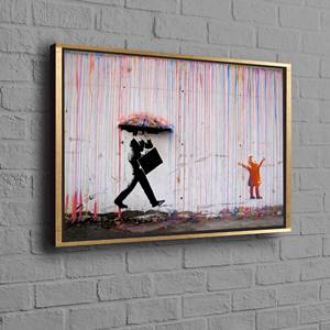 Gold <b>Framed</b> Banksy Rain Print: Abstract Color Rain Wall Art,1P-Gold <b>Framed</b> - Product Image 1